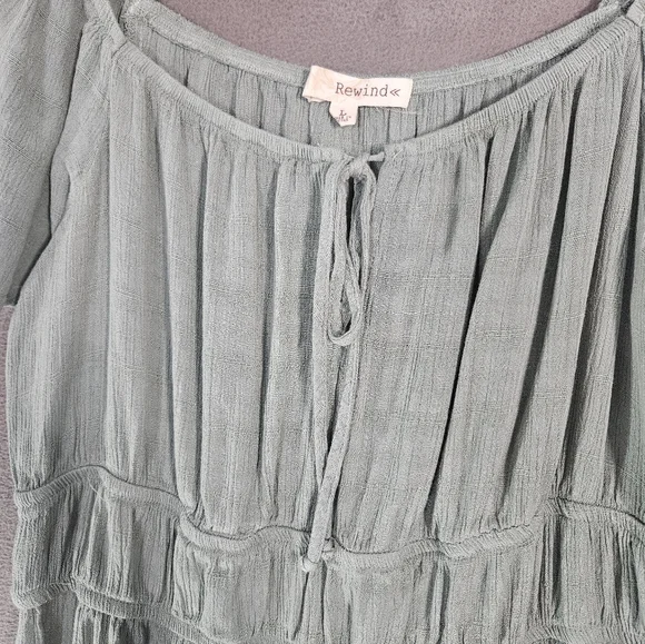 Rewind Fairy Milk Maid Midi Teir Flowy Dress Sage Green Cottagecore Size Large - Picture 4 of 10